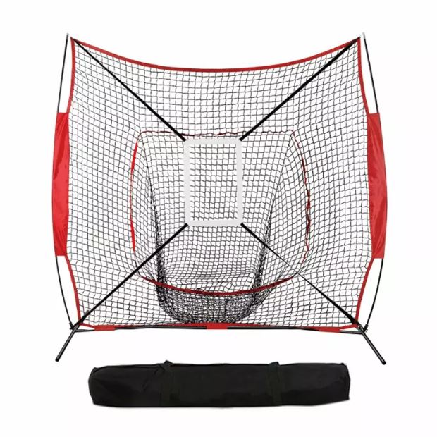 Baseball Practice Hitting Net and Ball Caddy and Batting Tee Set